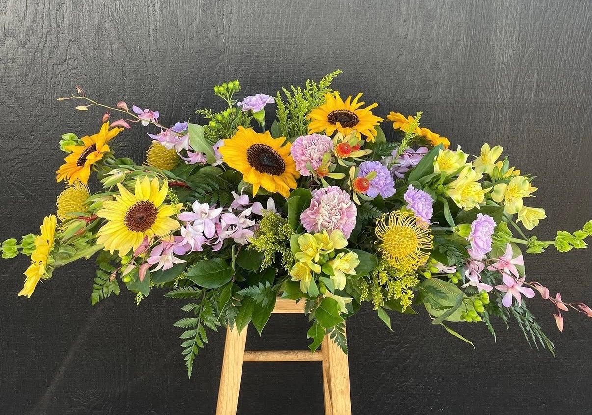 Sunflower Remembrance Casket Spray