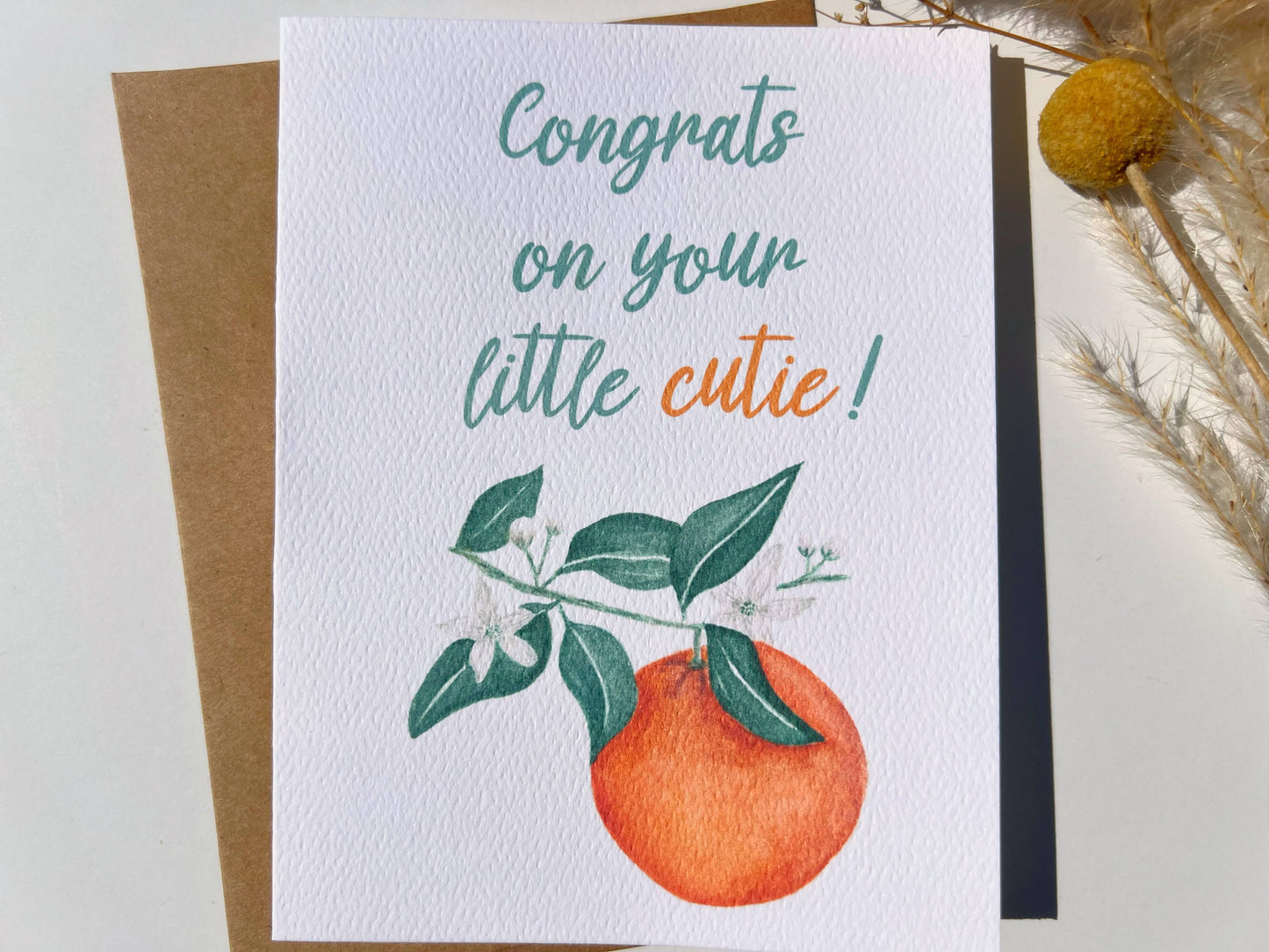 Cutie New Baby Watercolor Greeting Card | Stationery