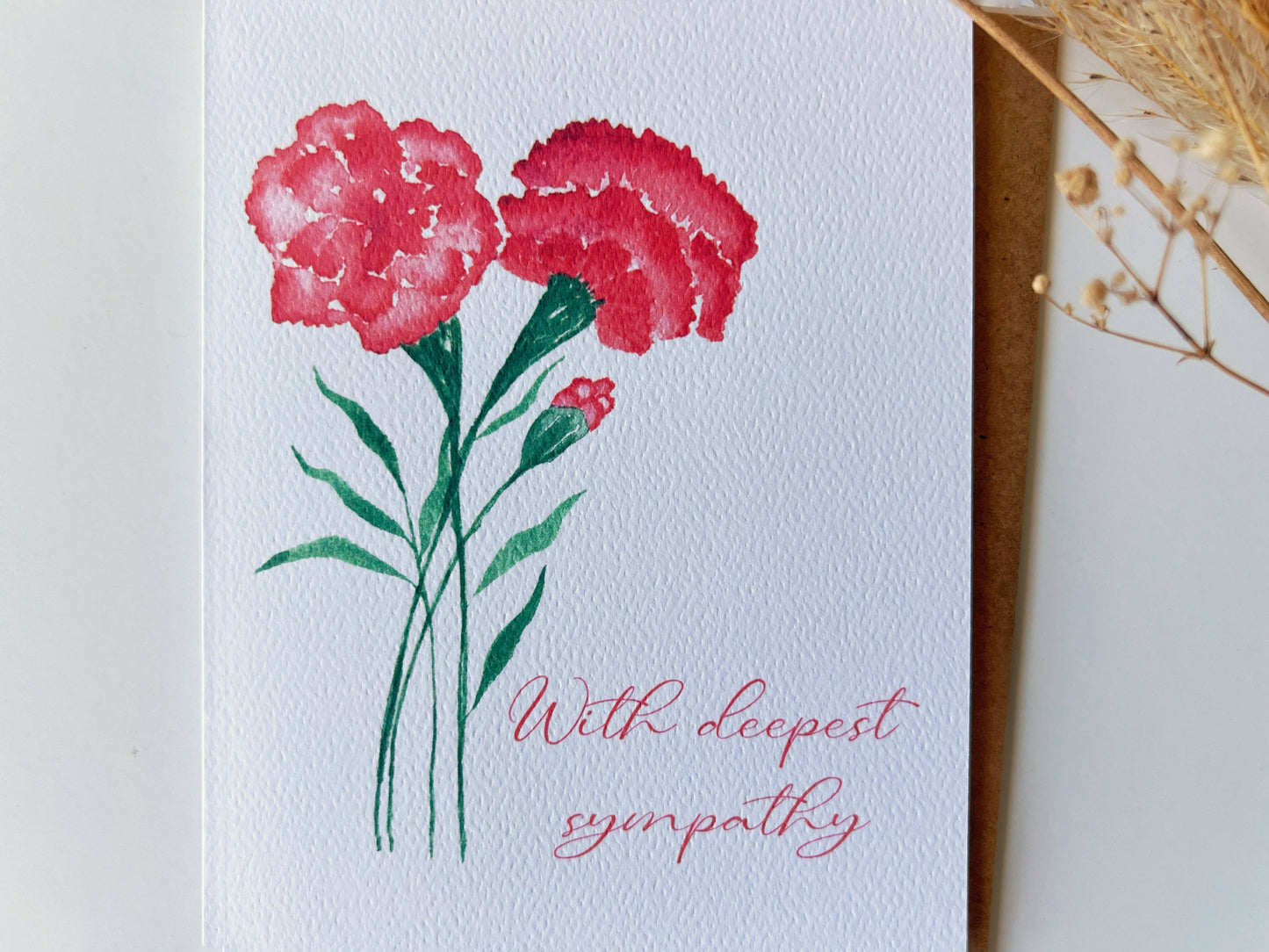 Red Carnation Sympathy Card