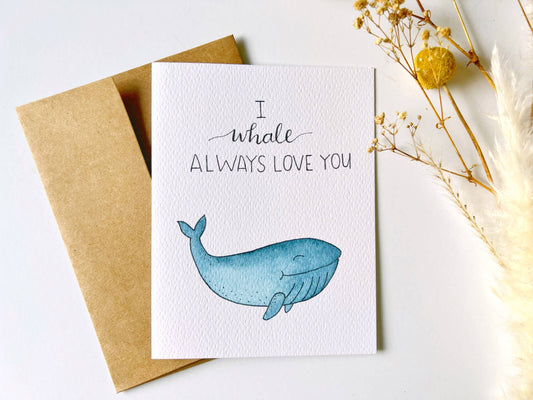 Whale Greeting Card | Pun Card | Cute Couples Card |