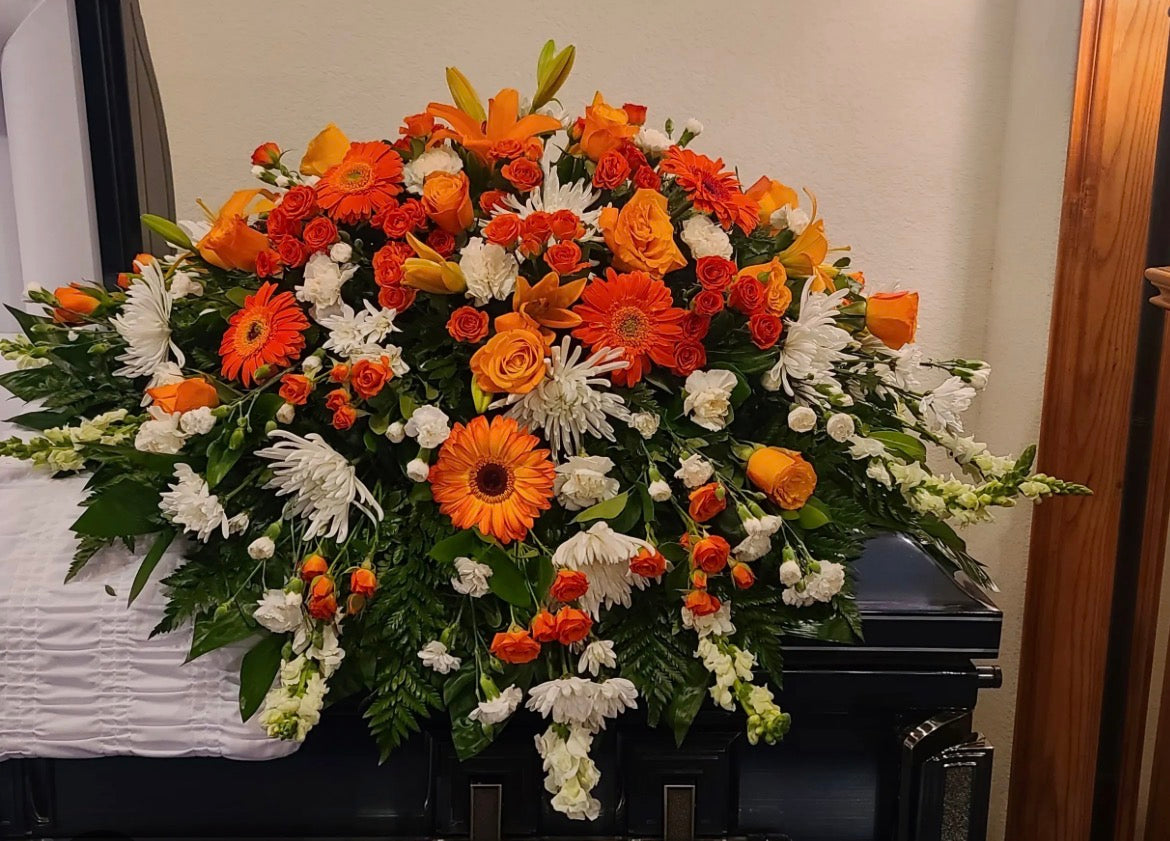 Perfectly Peach - Casket Spray