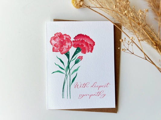 Red Carnation Sympathy Card