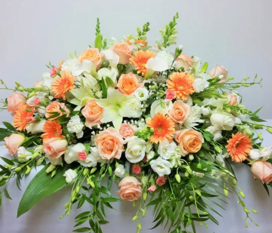 Perfectly Peach - Casket Spray