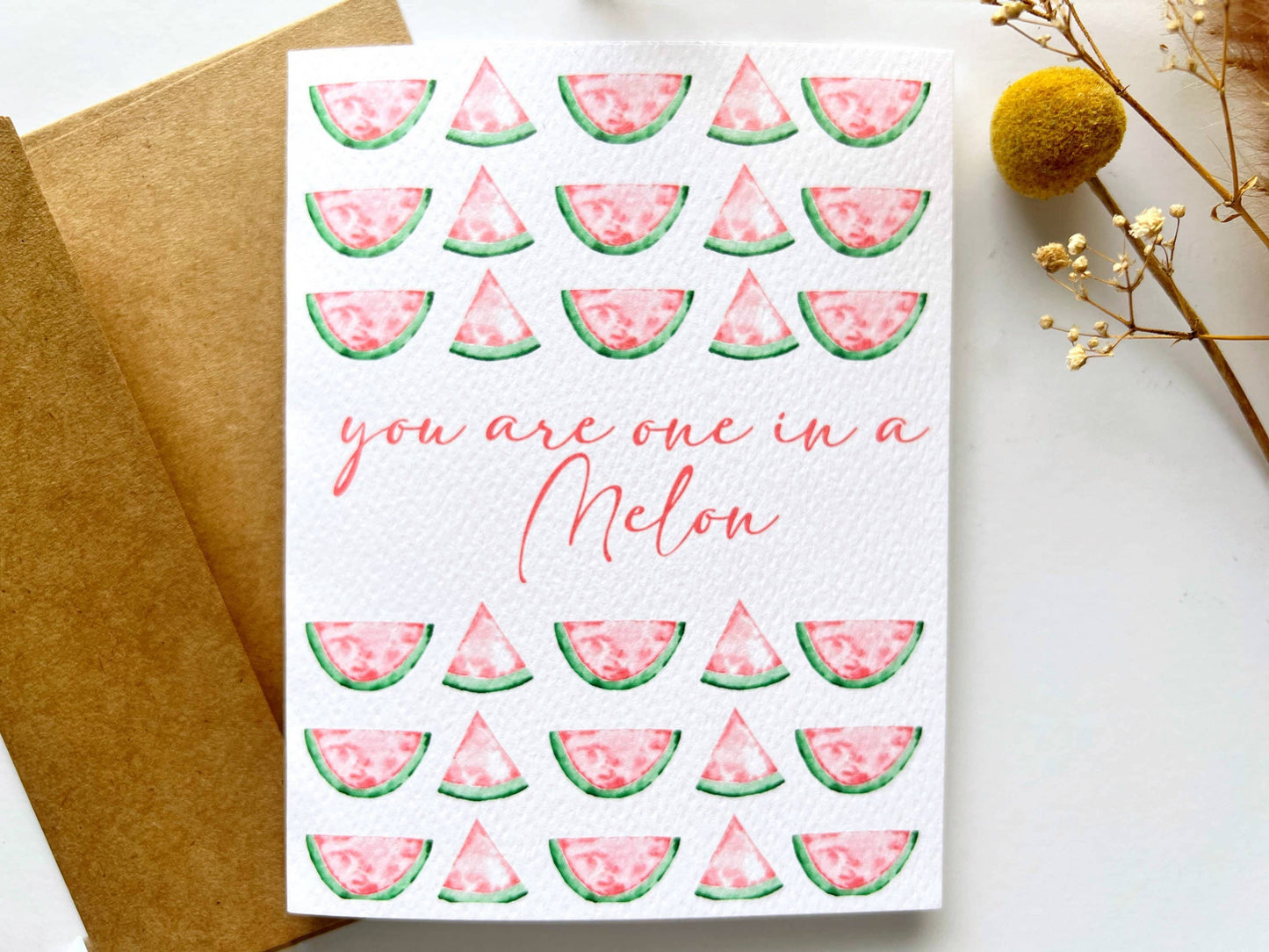 Melon Pun Watercolor Greeting Card  | Valentine's