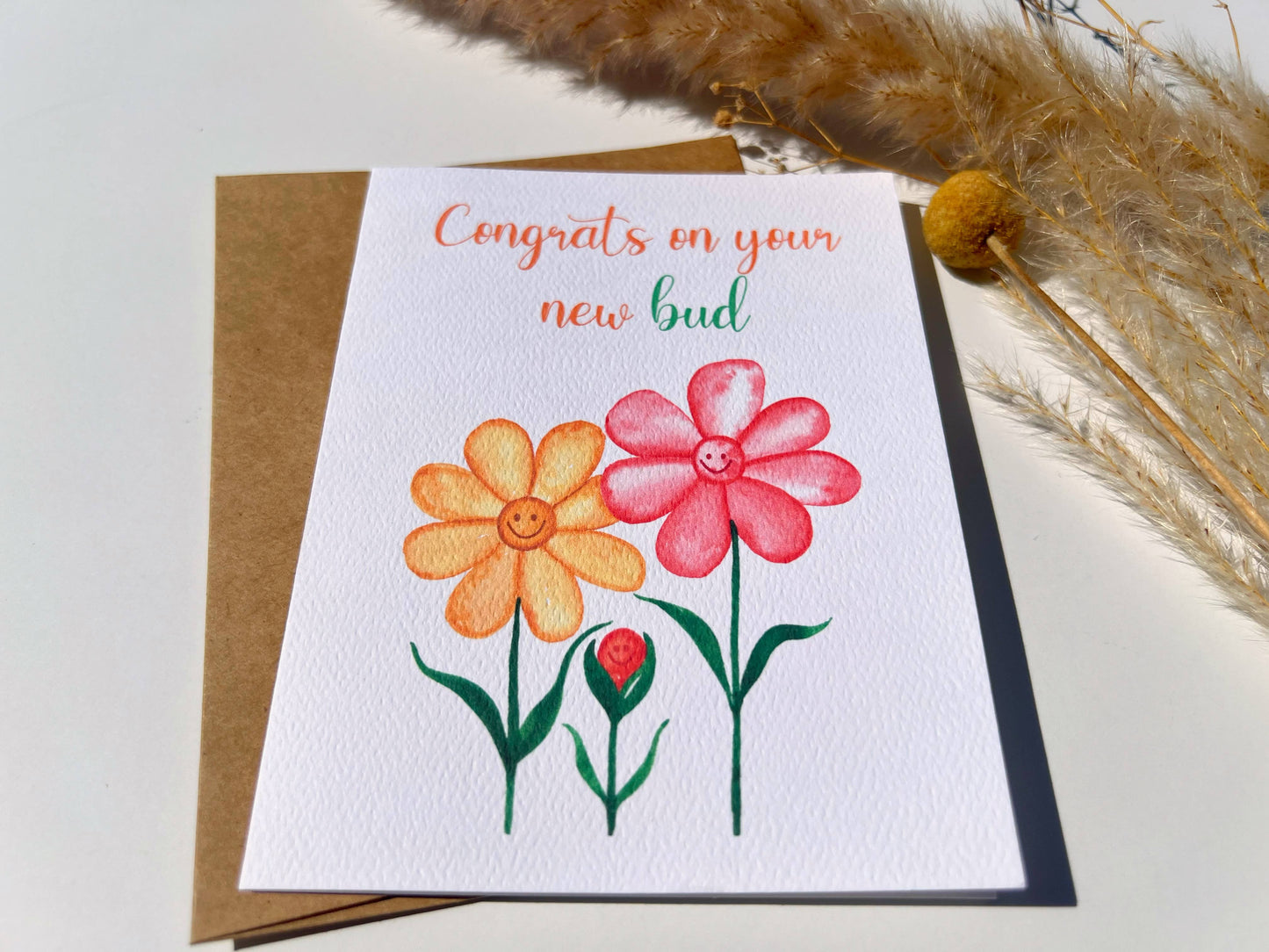 Flower New Baby Watercolor Greeting Card | Stationery