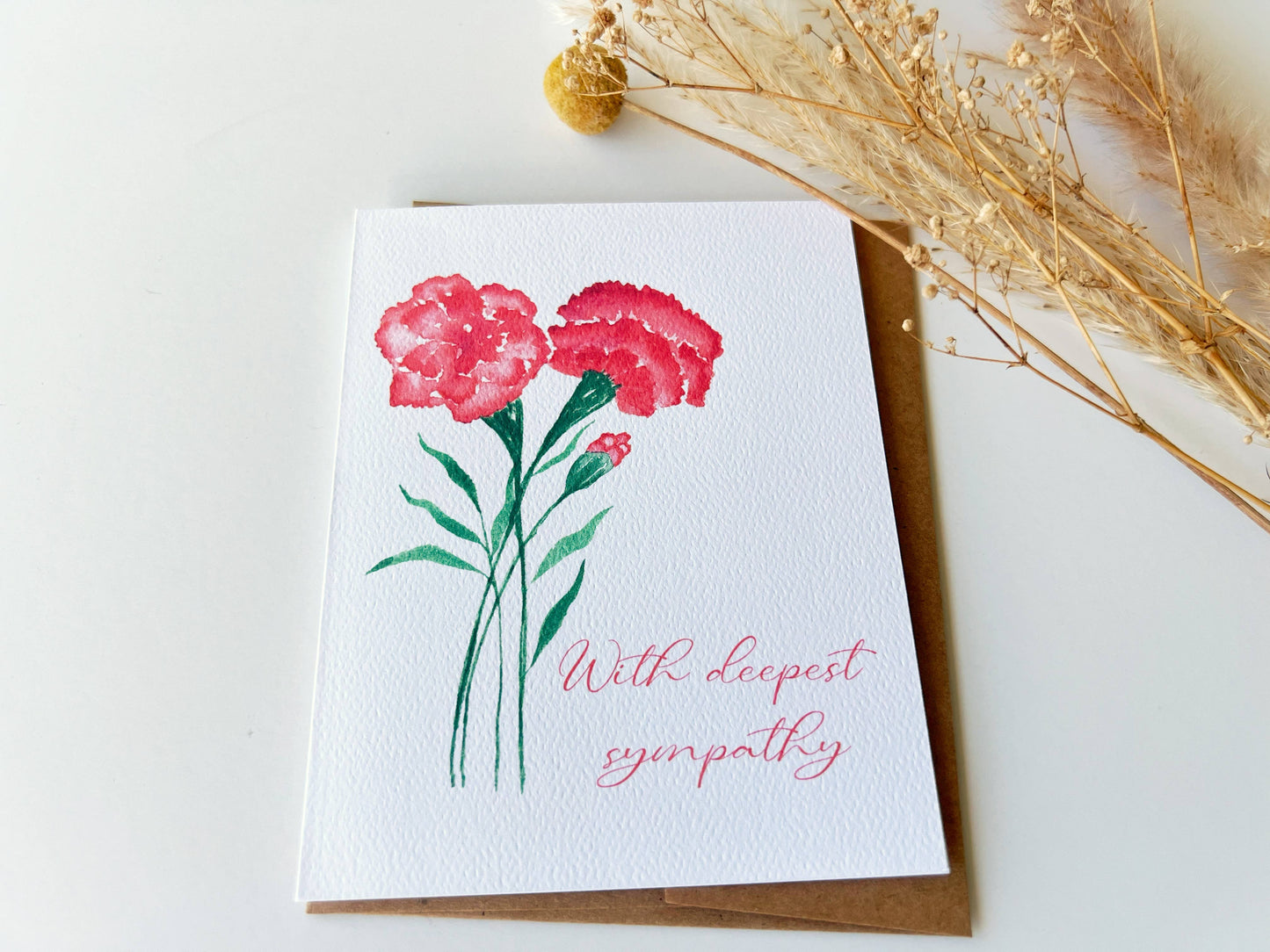 Red Carnation Sympathy Card