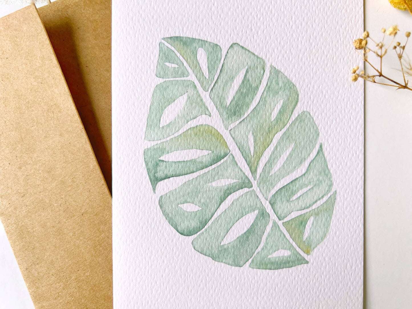 Monstera Watercolor Greeting Card | Note Cards